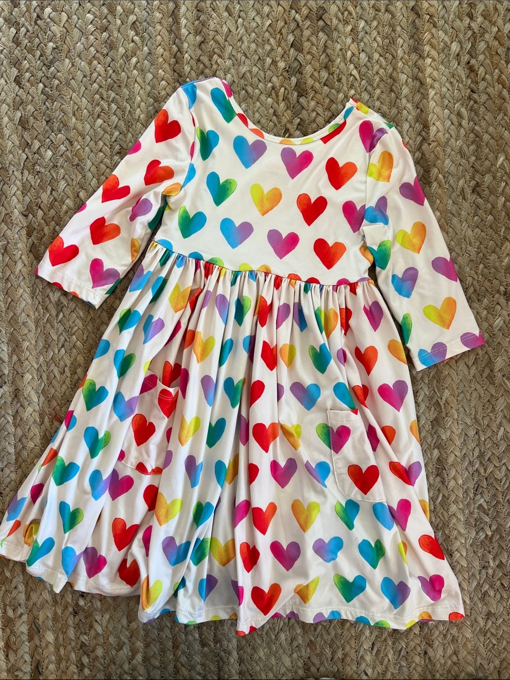 Mila & Rose  Rainbow Heart Print Twirl Dress - White Multicolor NWOT size 6